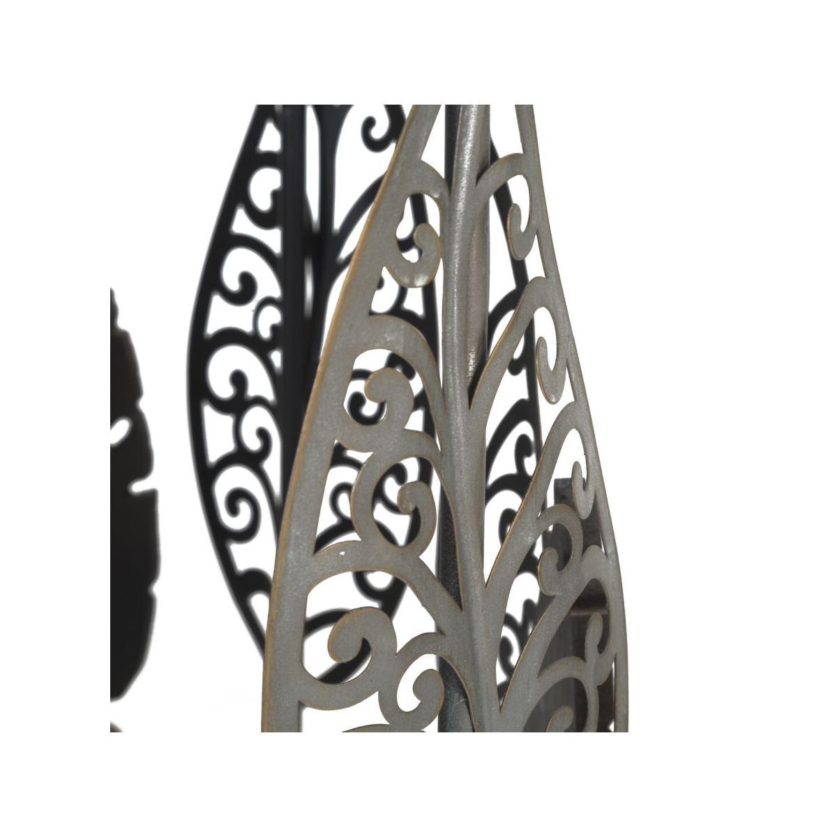 Tavolinetti in ferro legno foglie coppia 38 cm
