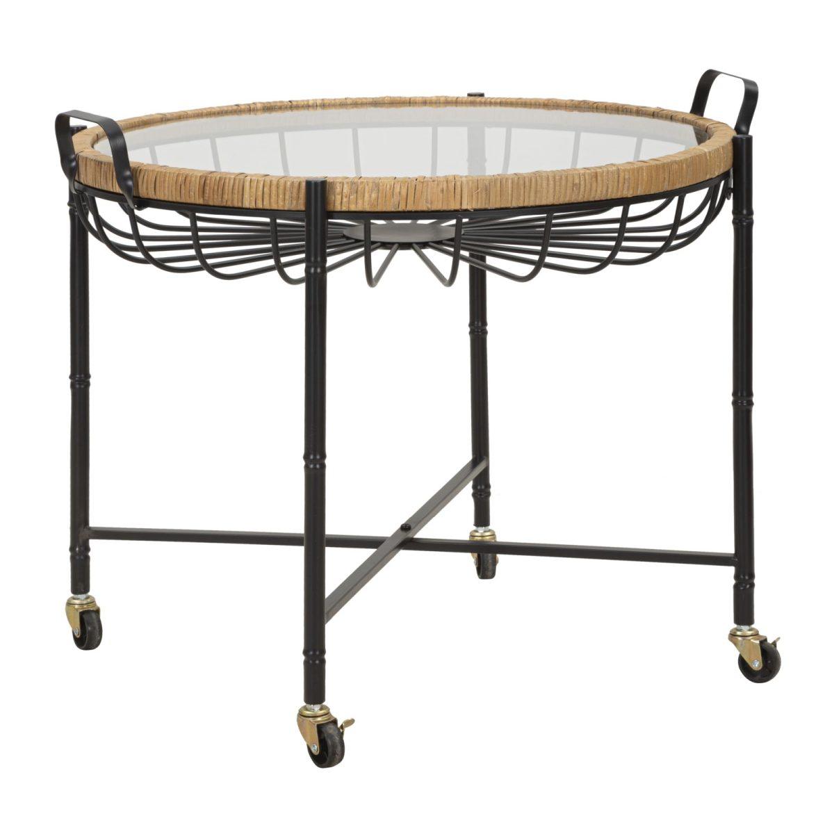 Tavolinetto cebu vetro ruote 70,5 x 65 x 57 cm