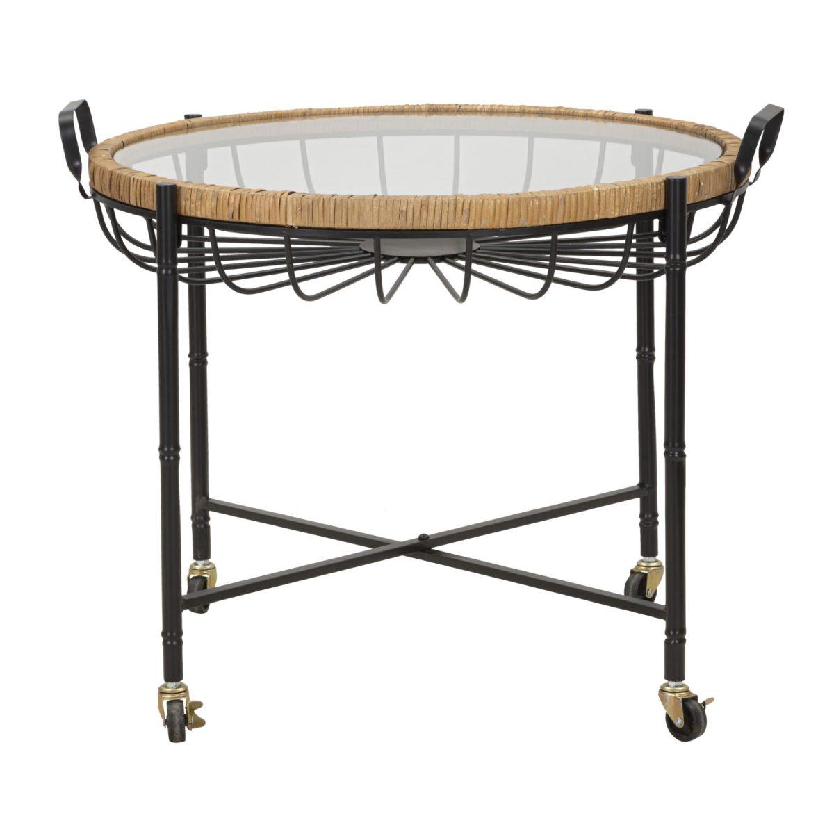 Tavolinetto cebu vetro ruote 70,5 x 65 x 57 cm