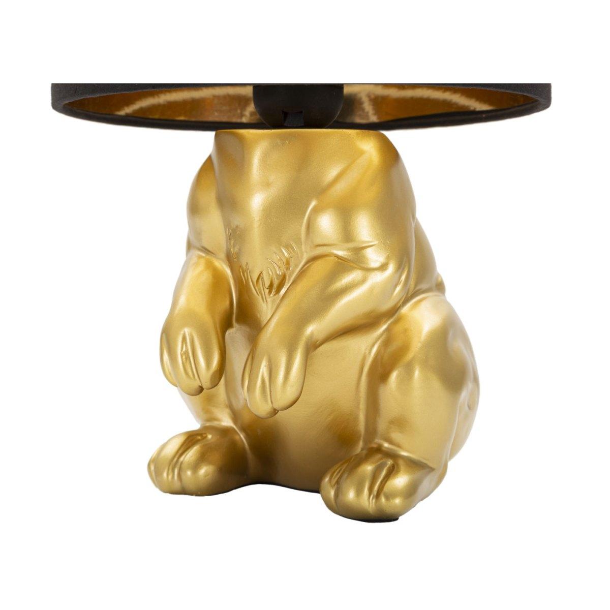 Lampada da tavolo coniglio oro nero paralume