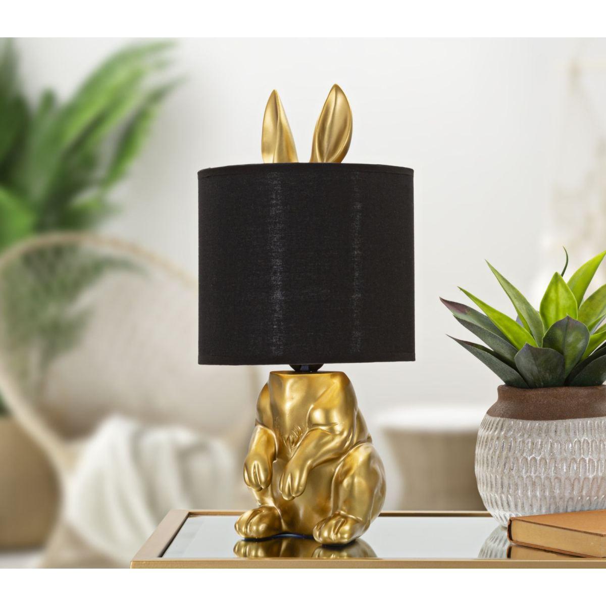 Lampada da tavolo coniglio oro nero paralume