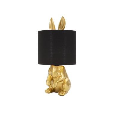 Lampada da tavolo coniglio oro nero paralume