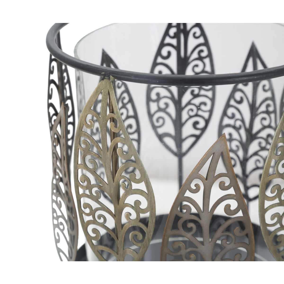 Portacandela foglie iron