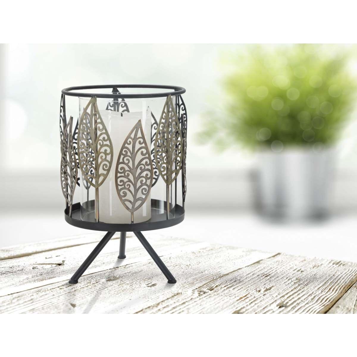 Portacandela foglie iron
