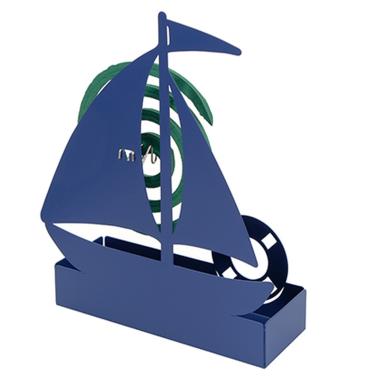 Portaspirali barca vela blu 18 x 5 x 18 cm