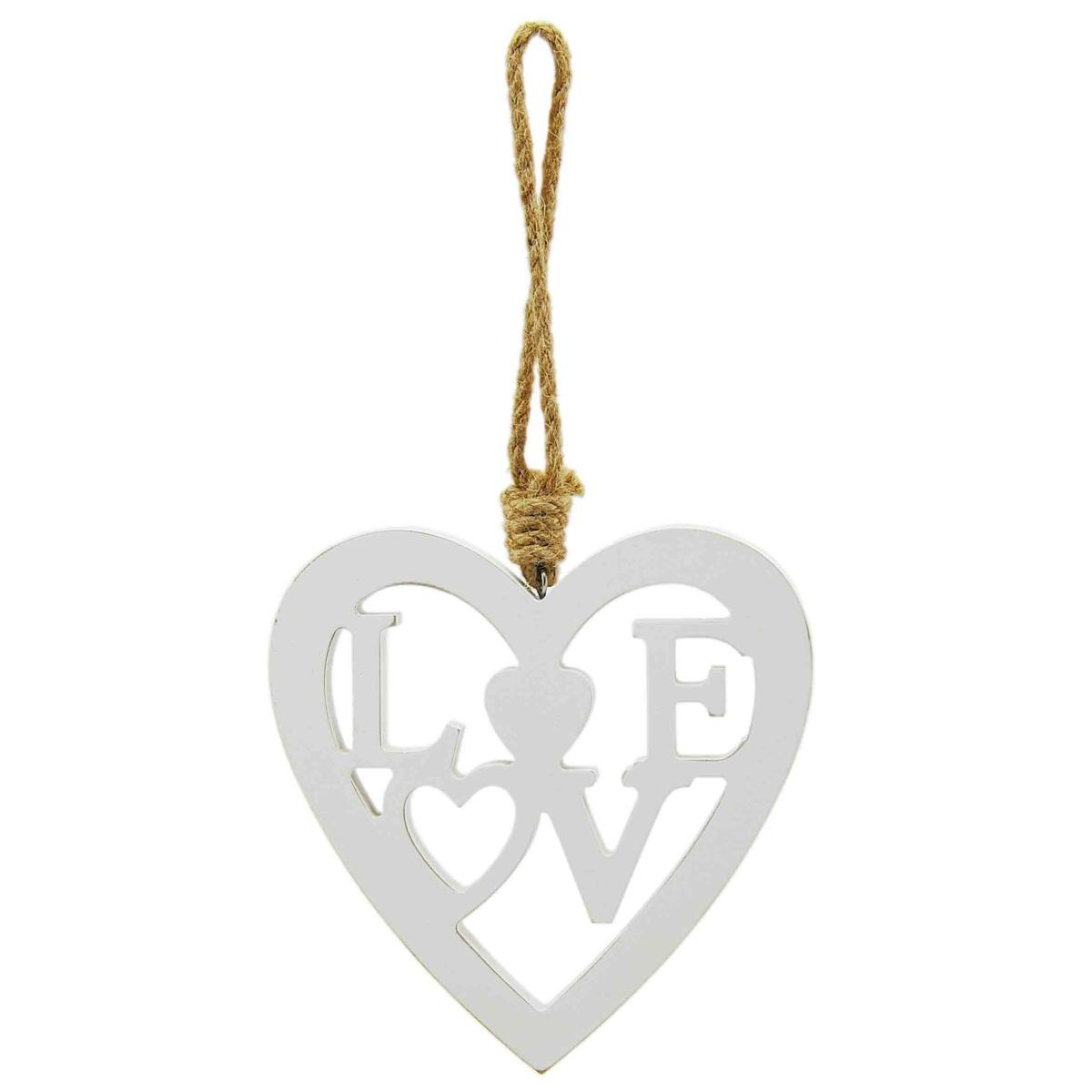 Decorazione natalizia cuore legno nordic bianco 15