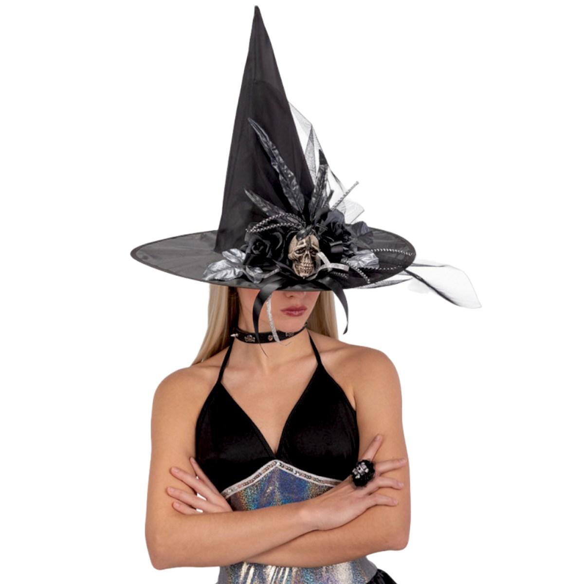 Cappello strega teschio decorazioni