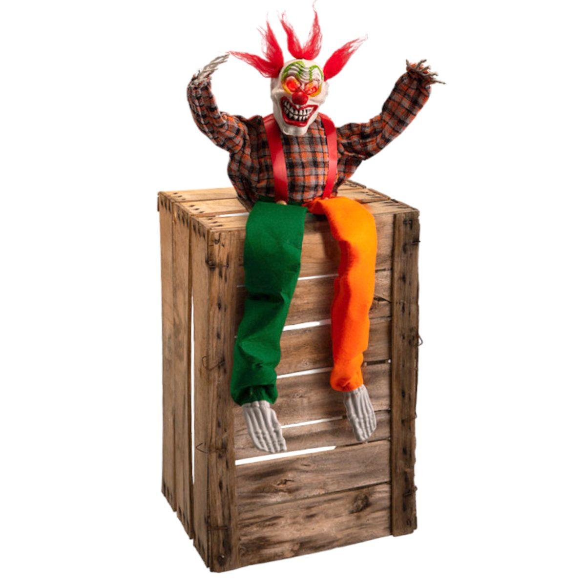 Clown terrificante seduto luci