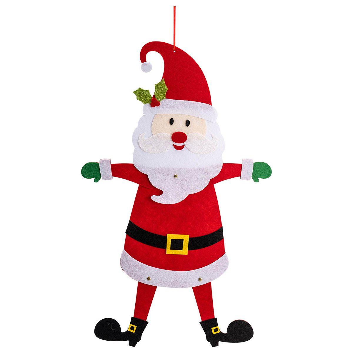 Decorazione natalizia babbo natale snodabile in feltro 60 cm