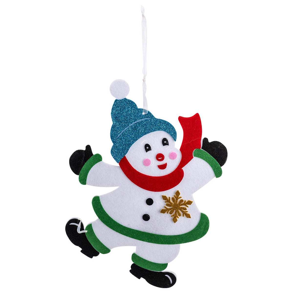 Decorazione natalizia pupazzo di neve feltro 30 cm