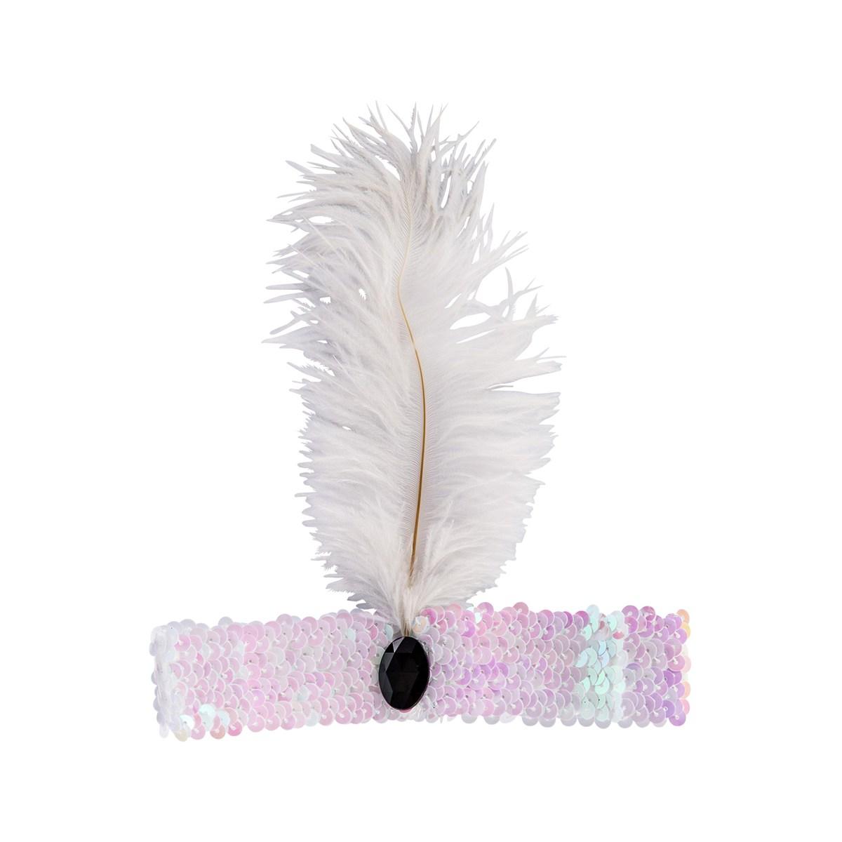 Fascia capelli charleston bianca in paillettes