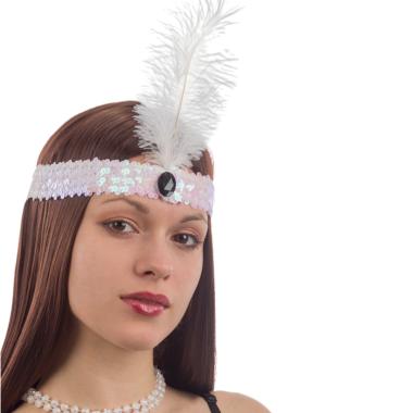 Fascia capelli charleston bianca in paillettes
