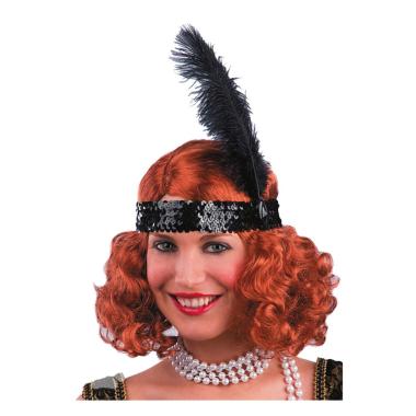 Fascia capelli charleston nera in paillettes