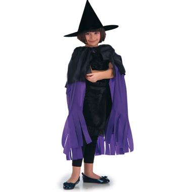 Mantello viola nero cappello