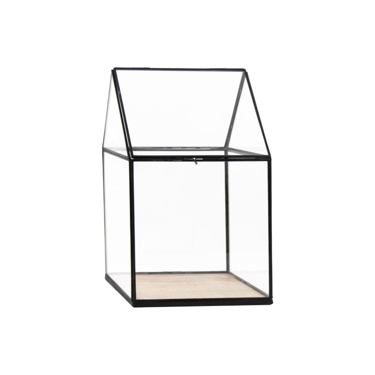 Lanterna teca vetro metallo 26 x 26 x 42 cm
