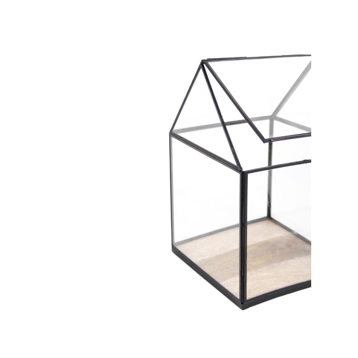 Lanterna teca vetro metallo 26 x 26 x 42 cm