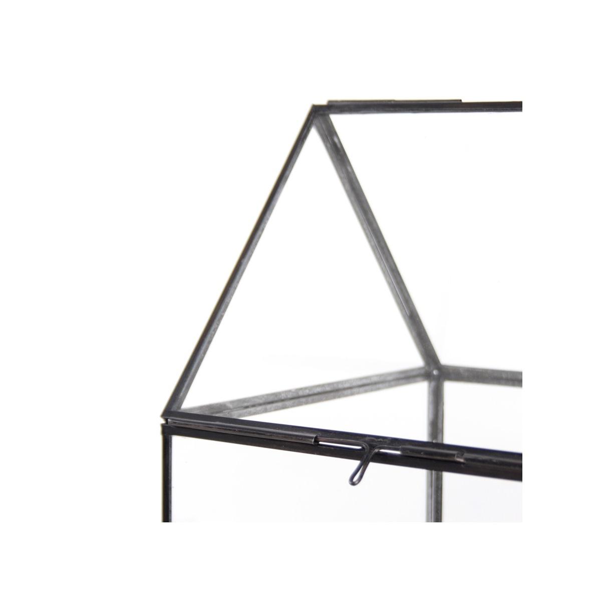 Lanterna teca vetro metallo 26 x 26 x 42 cm