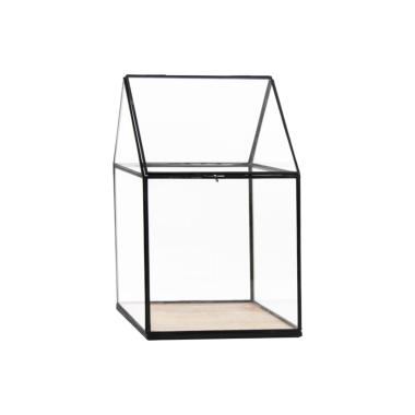 Lanterna teca vetro metallo 26 x 26 x 42 cm