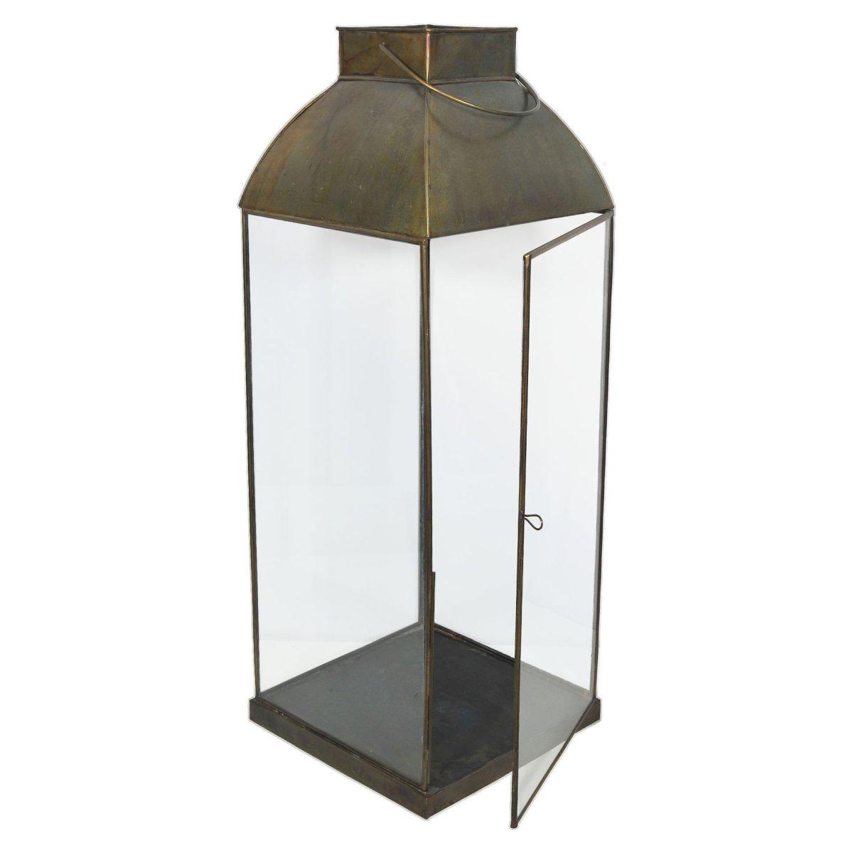 Lanterna metallo bronzo anticato 25 x 25 x 70 cm