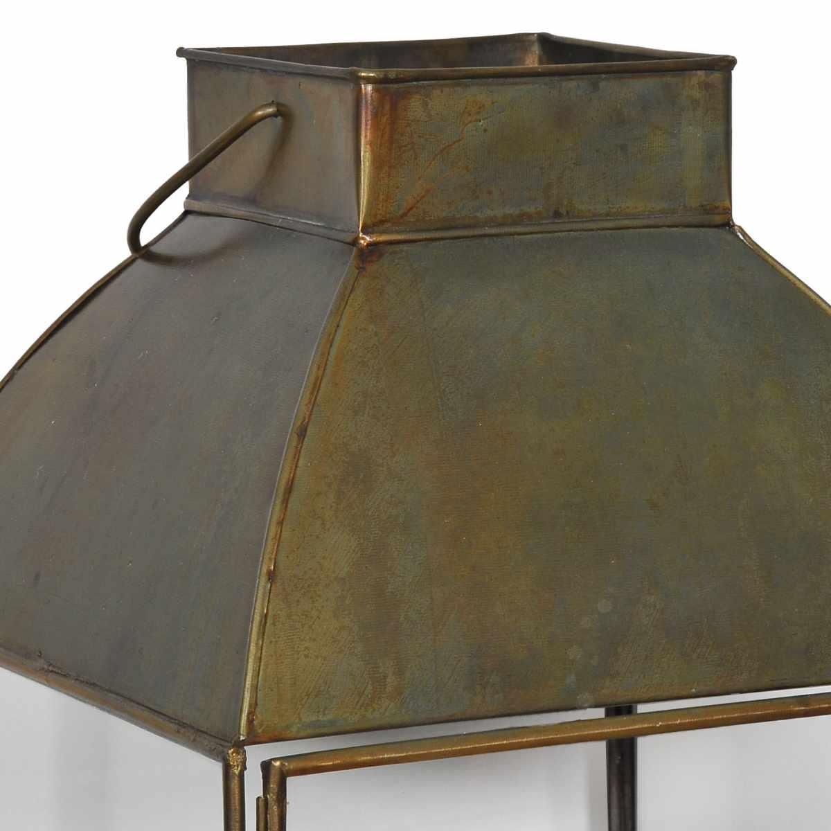 Lanterna metallo bronzo anticato 25 x 25 x 70 cm