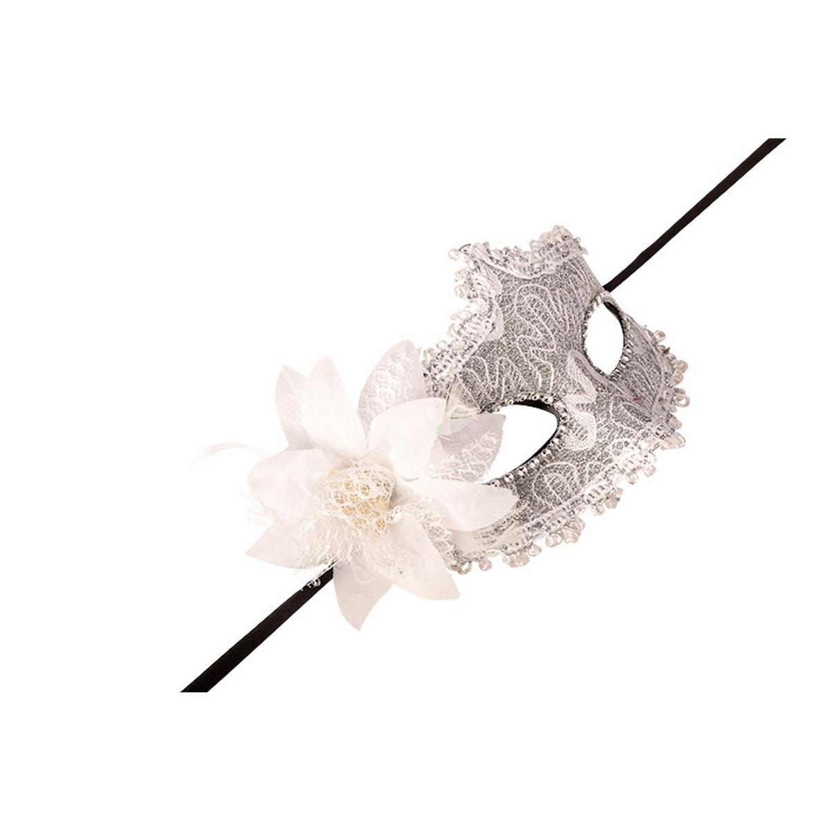 Maschera viso pvc damascata argento fiore