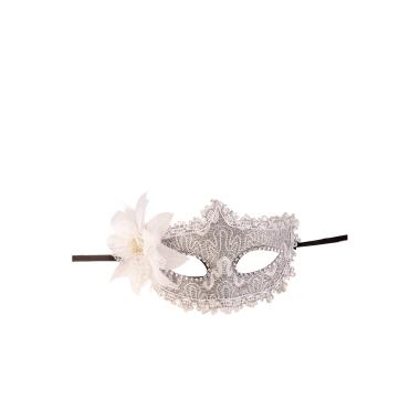 Maschera viso pvc damascata argento fiore