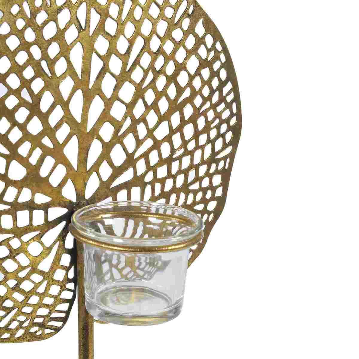 Portacandela metallo foglia oro 21 x 40 cm