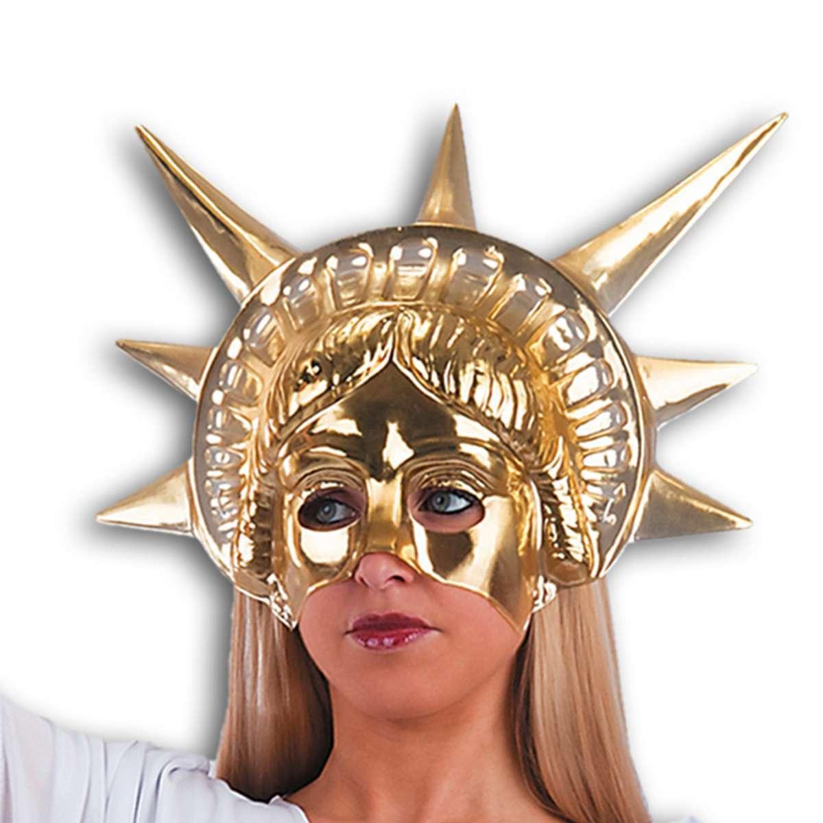 Maschera viso pvc statua della liberta oro