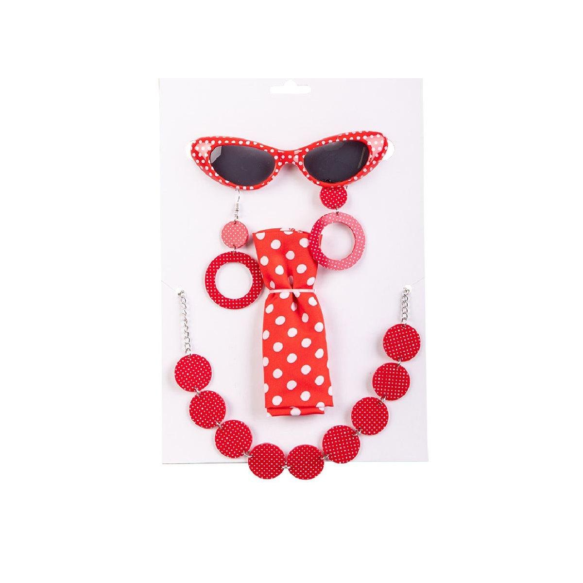 Collana anni 50 occhiali foulard orecchini