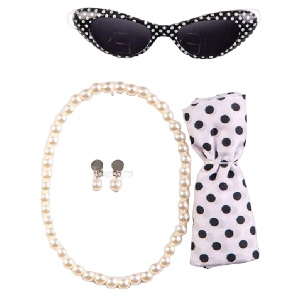 Occhiali anni 60 foulard collana orecchini