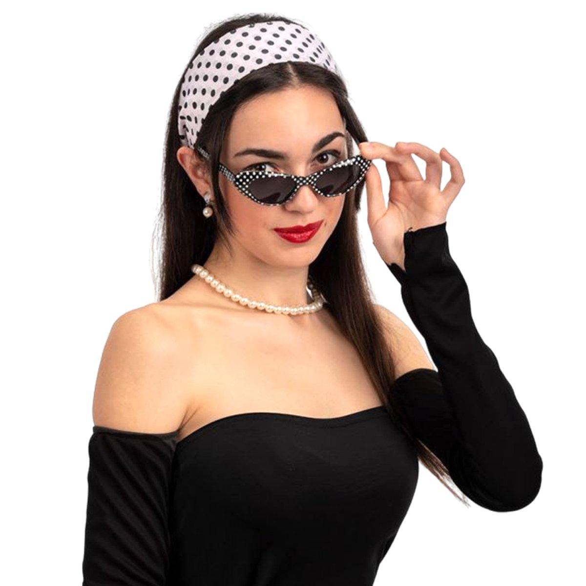 Occhiali anni 60 foulard collana orecchini