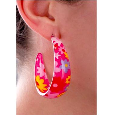 Orecchini mezzaluna pvc fiori