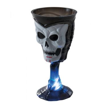 Bicchiere halloween pvc nero teschio luci