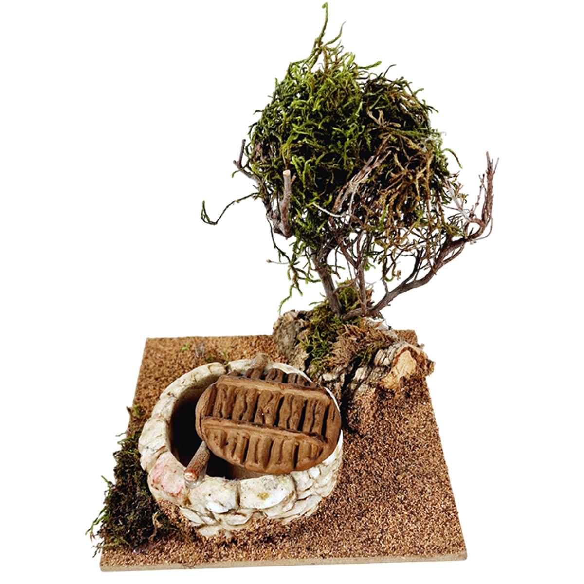 Pozzo presepe pianta di lichene sintetico verde