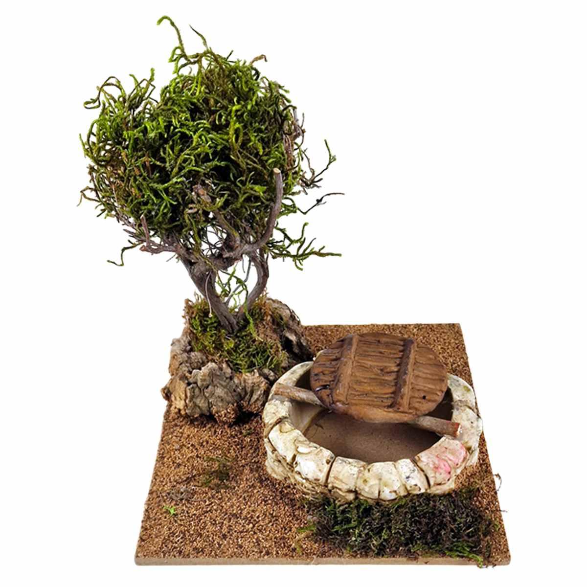 Pozzo presepe pianta di lichene sintetico verde