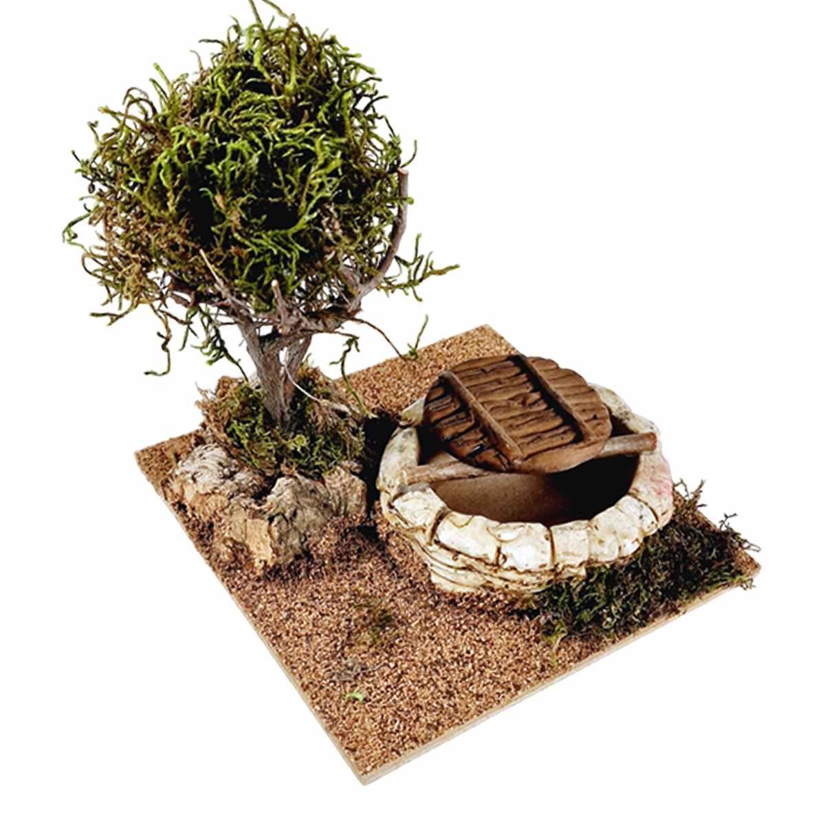 Pozzo presepe pianta di lichene sintetico verde