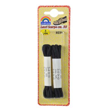 Lacci Scarpe Tondi 55 Nero pz.2 | M2 Store