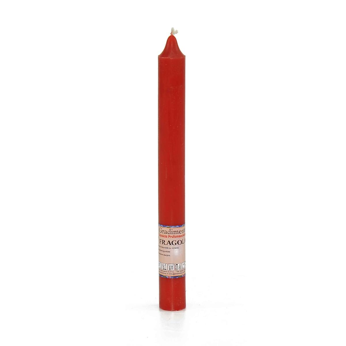 Candela conica fragola rossa 22 cm
