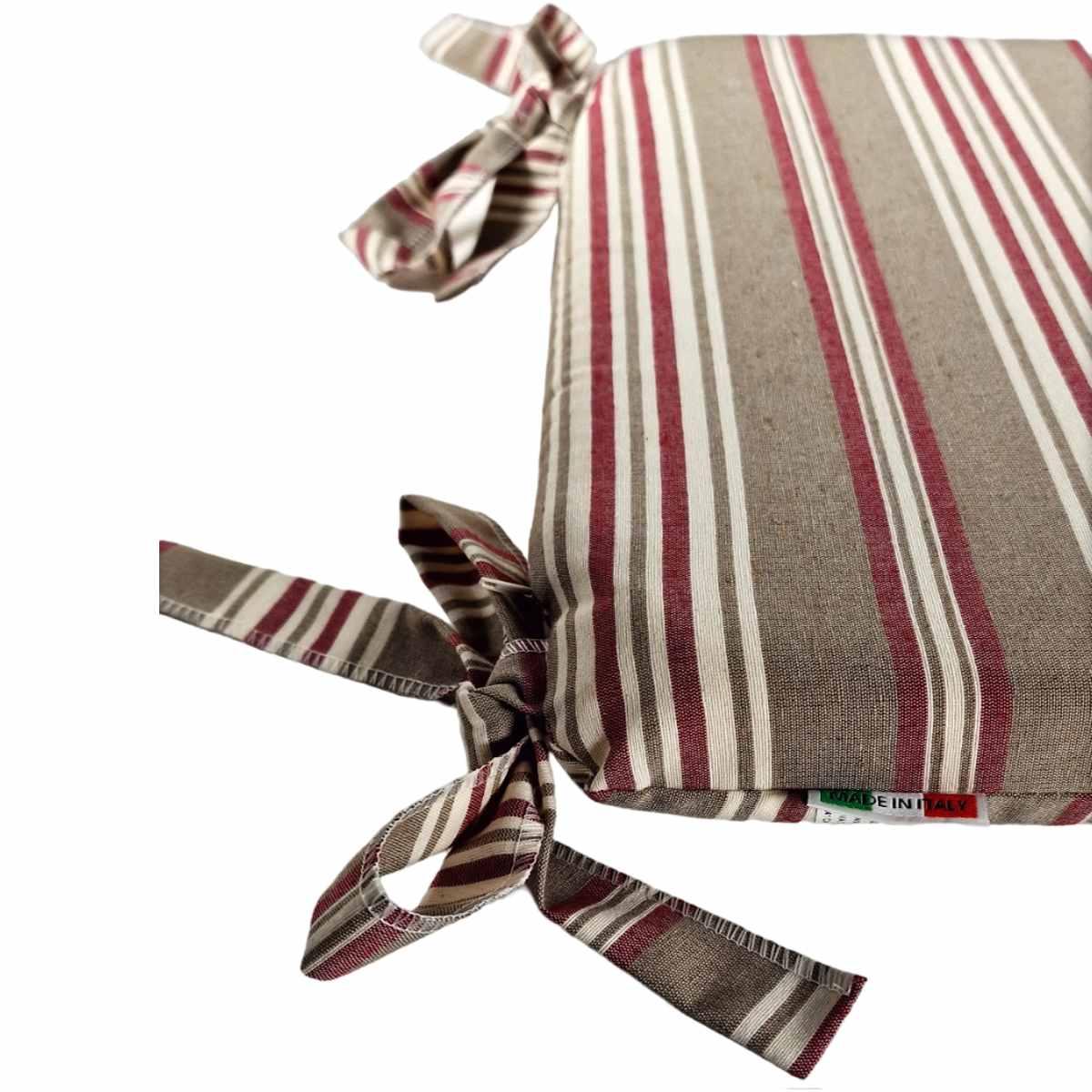 Cuscino sedia teflon rayur antimacchia righe rosso 37 x 37 cm