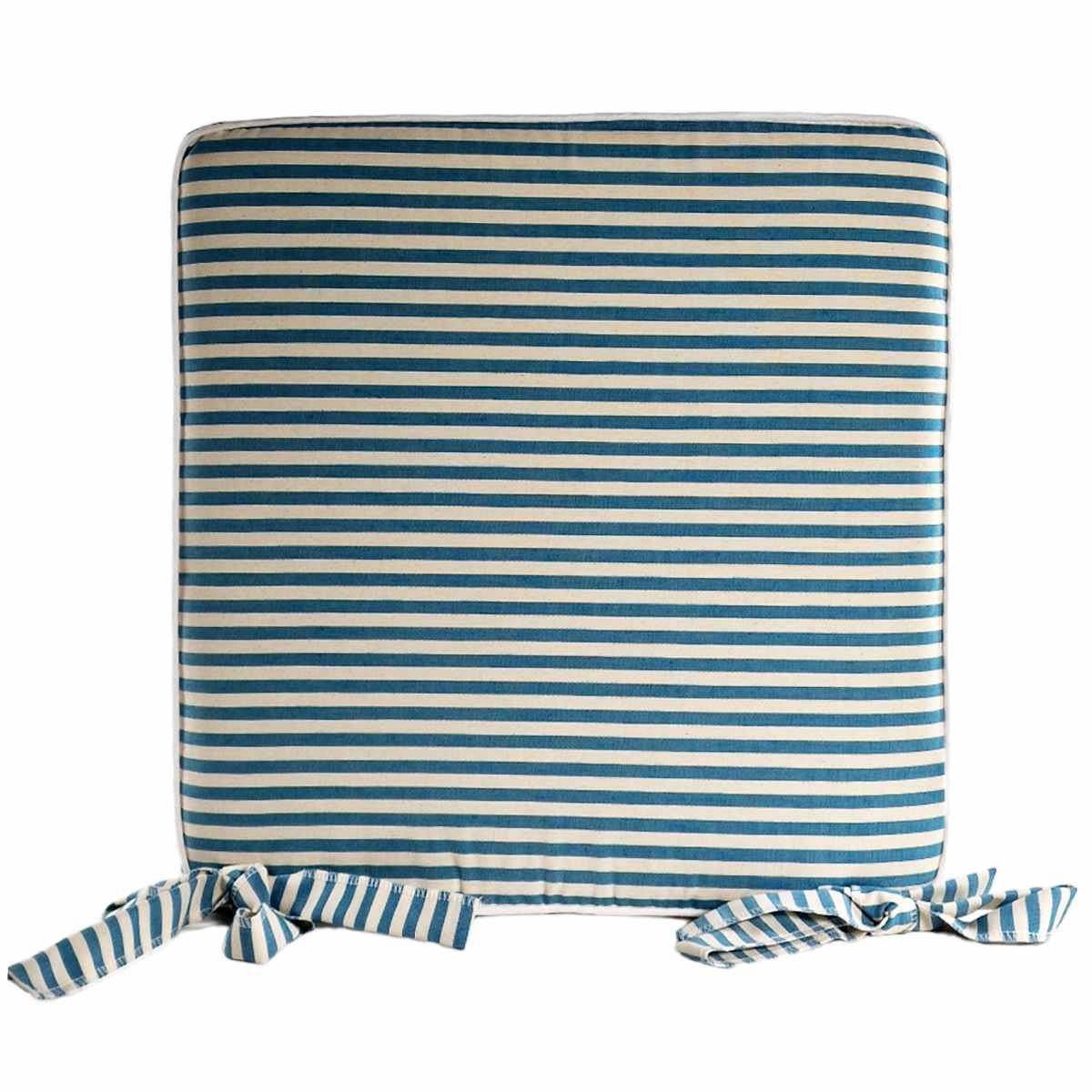 Cuscino sedia fianchetto teflon rayur righe azzurro 40 x 39 cm