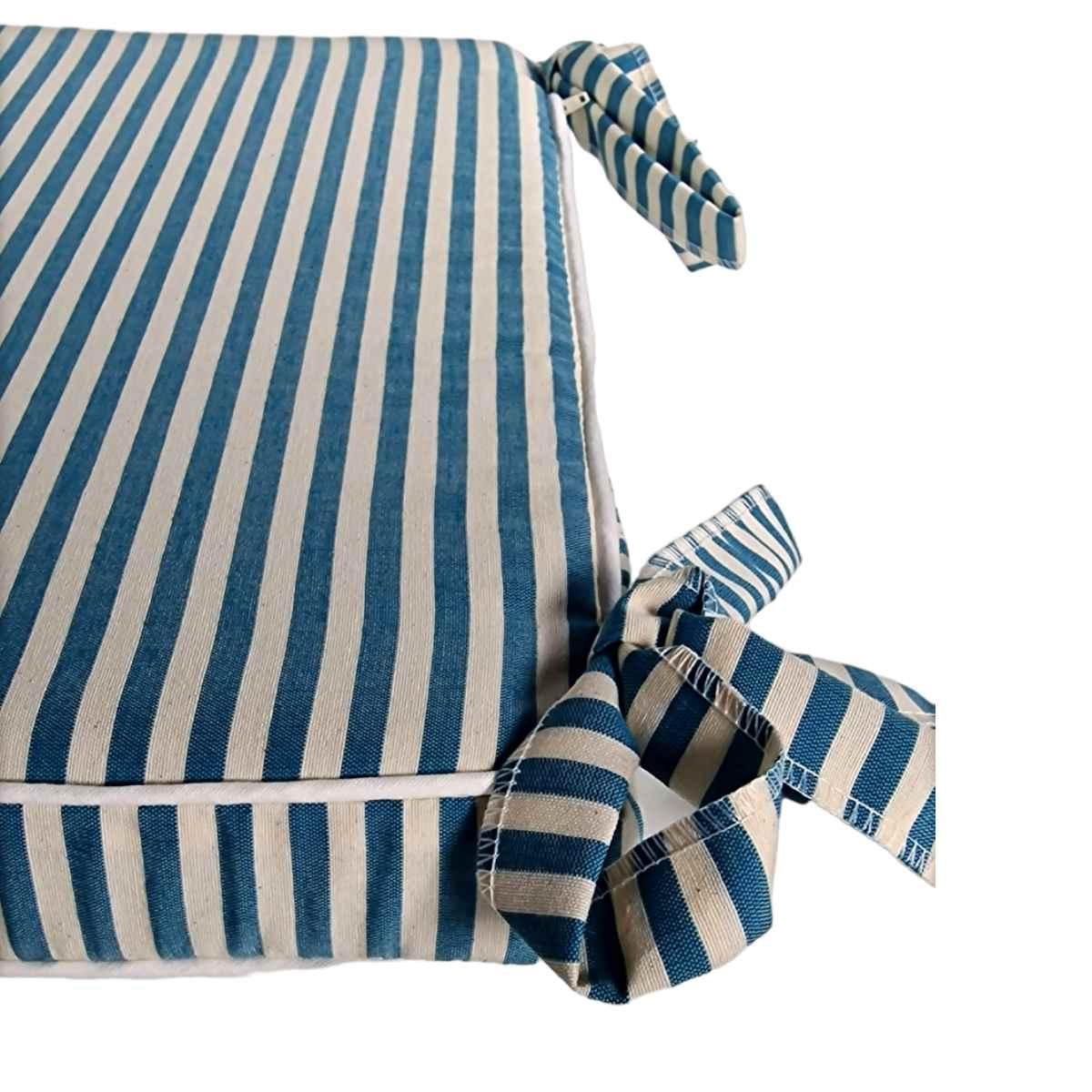 Cuscino sedia fianchetto teflon rayur righe azzurro 40 x 39 cm