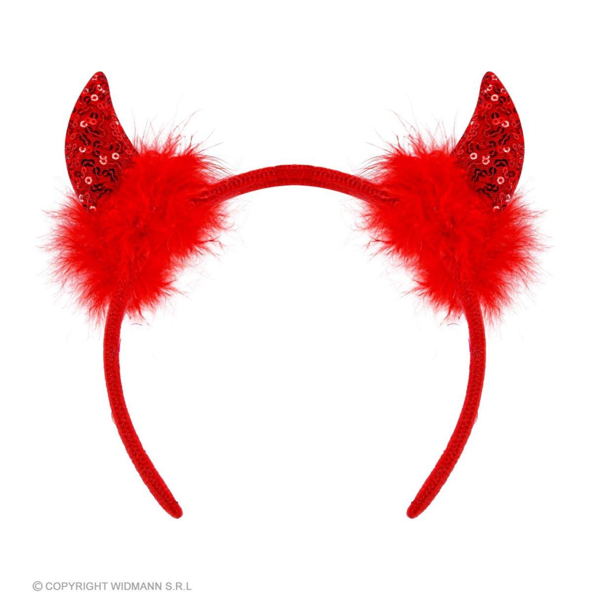 Cerchietto corna diavolo paillettes rosse