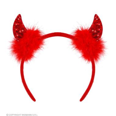 Cerchietto corna diavolo paillettes rosse