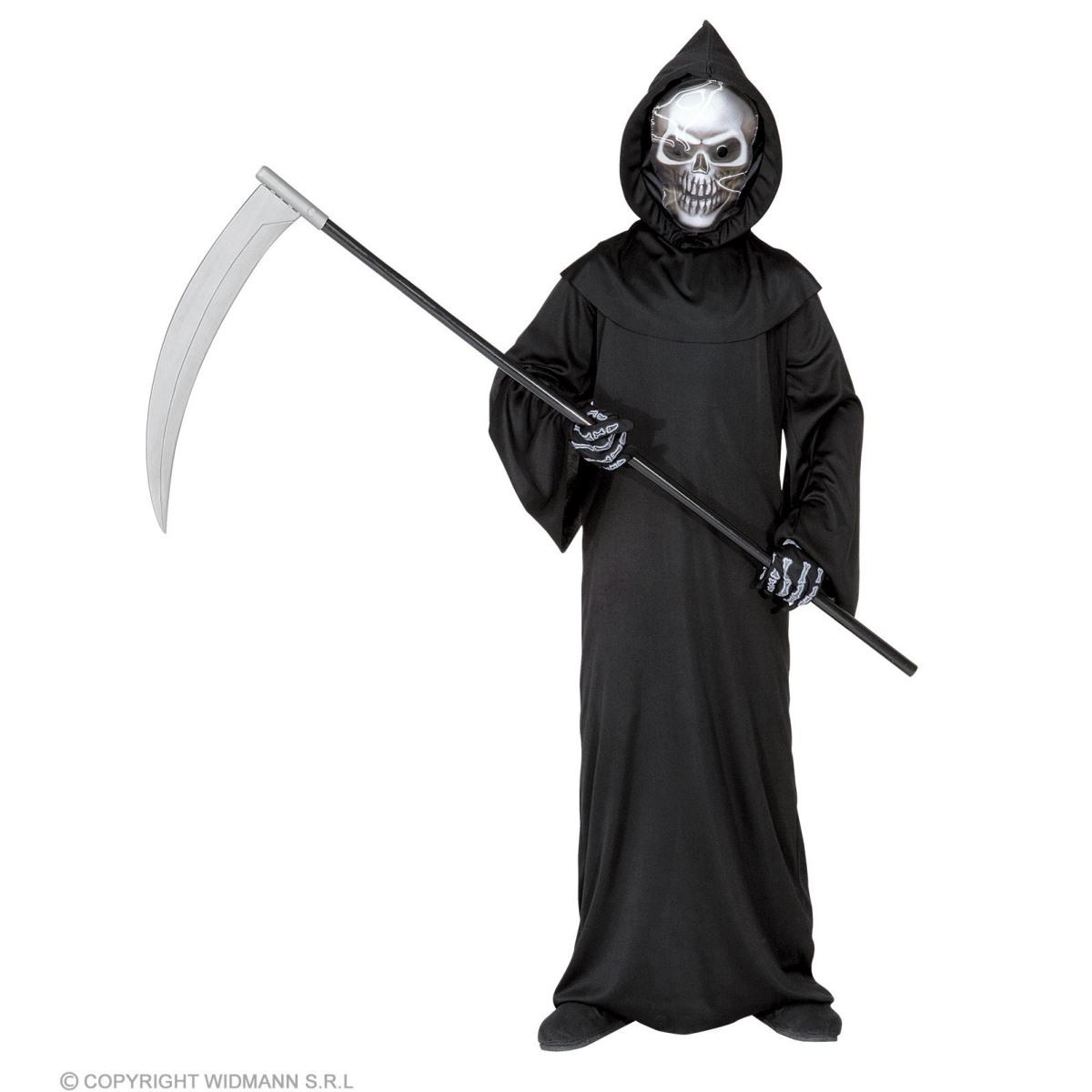Costume mietitore nero cappuccio grim reaper