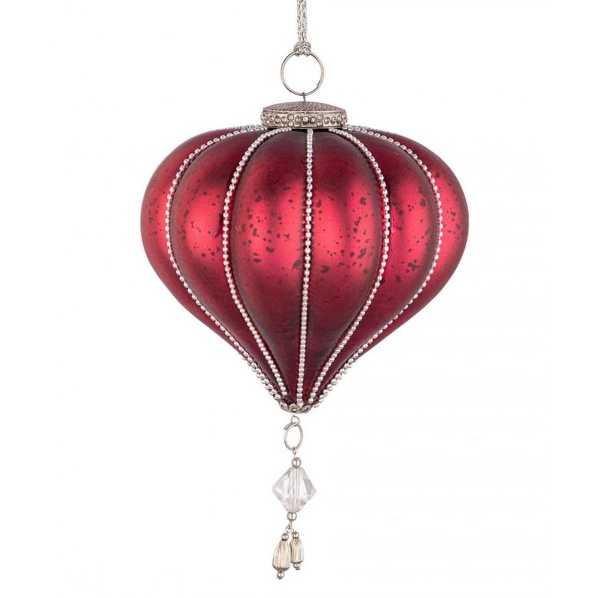 Pallina natalizia vetro trottola rossa Ø 12,5 cm