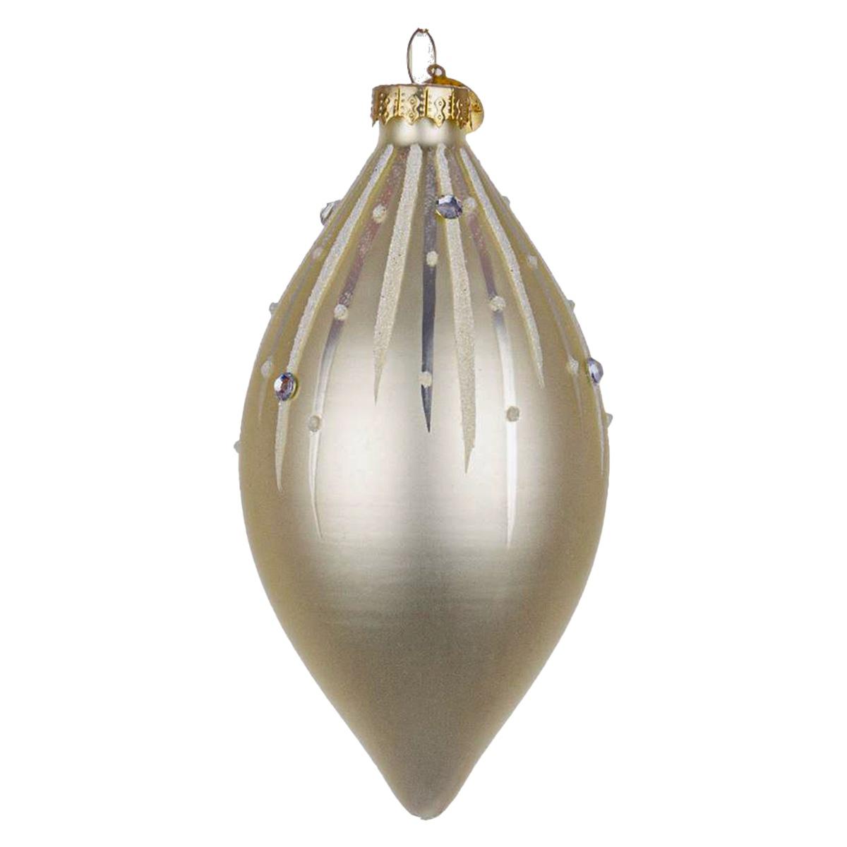 Pallina natalizia vetro goccia bianco perla 13 cm