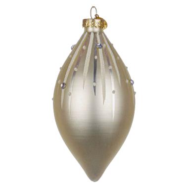 Pallina natalizia vetro goccia bianco perla 13 cm
