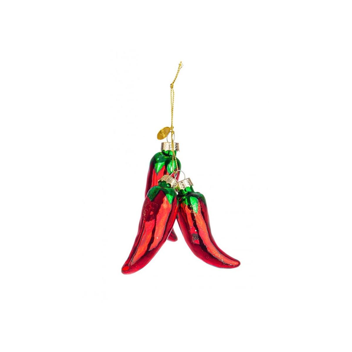 Pallina natalizia vetro peperoncini 8,5 cm