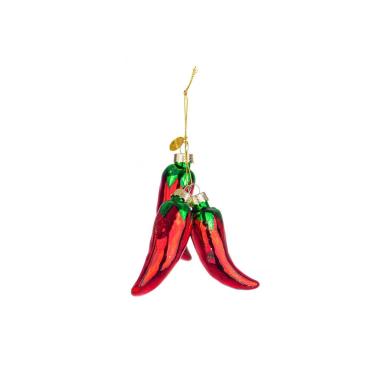 Pallina natalizia vetro peperoncini 8,5 cm