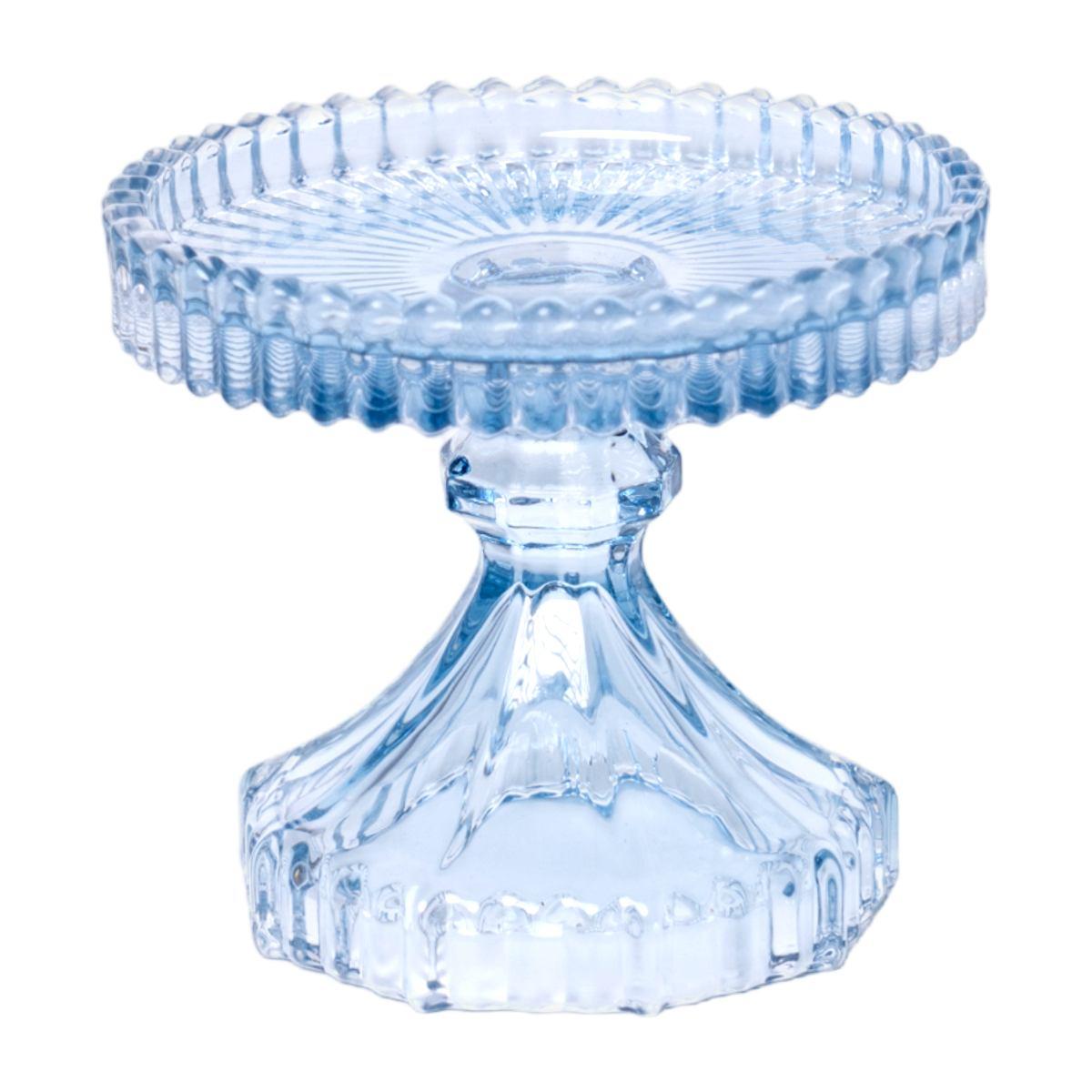 Porta candela natalizio 1 posto vetro kristal azzurro Ø 10 cm